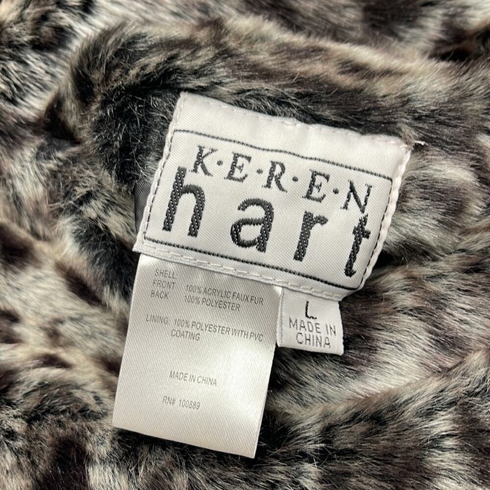 KAREN HART Women’s Large REVERSIBLE Black Faux Fur Coat ⭐️ - Picture 6 of 6